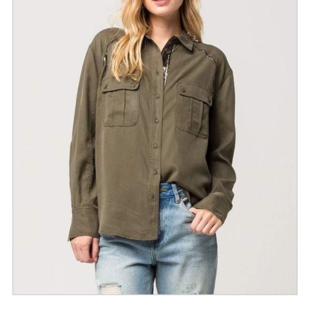 Free People Shirt Off Campus Button Down M